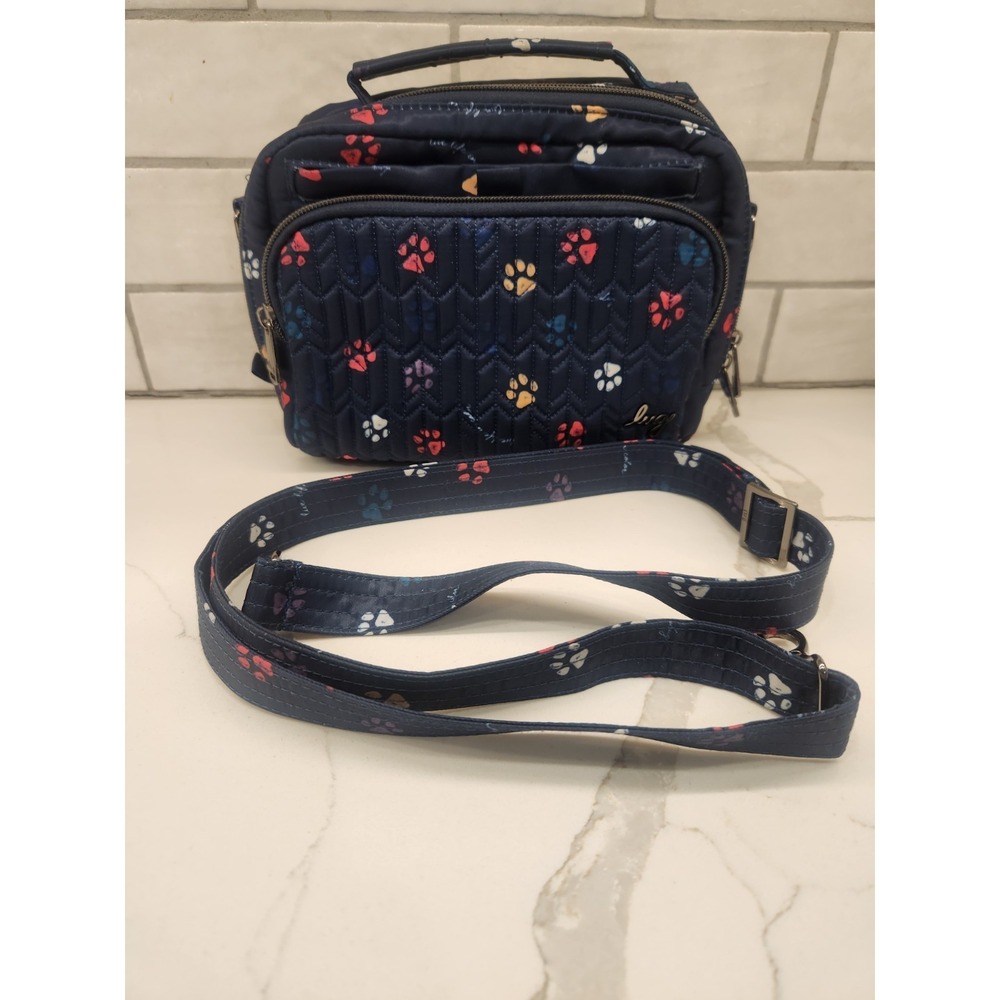 Lug Mini Ranger Crossbody Bag In‎ The Paws Navy Pattern. Excellent Condition